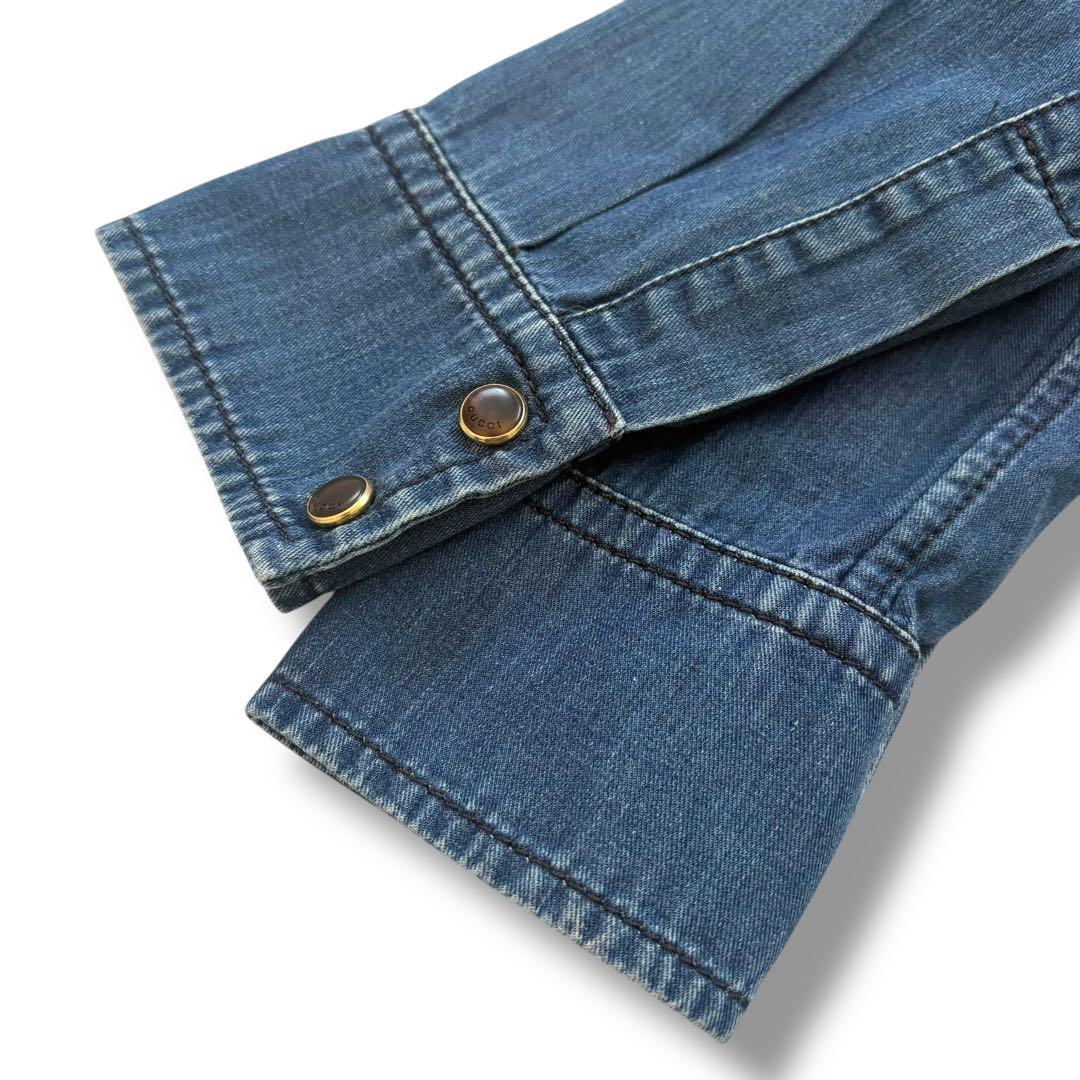 GUCCI デニムワンピース　GG柄　ロゴ刻印金ボタン　シェリーライン　36