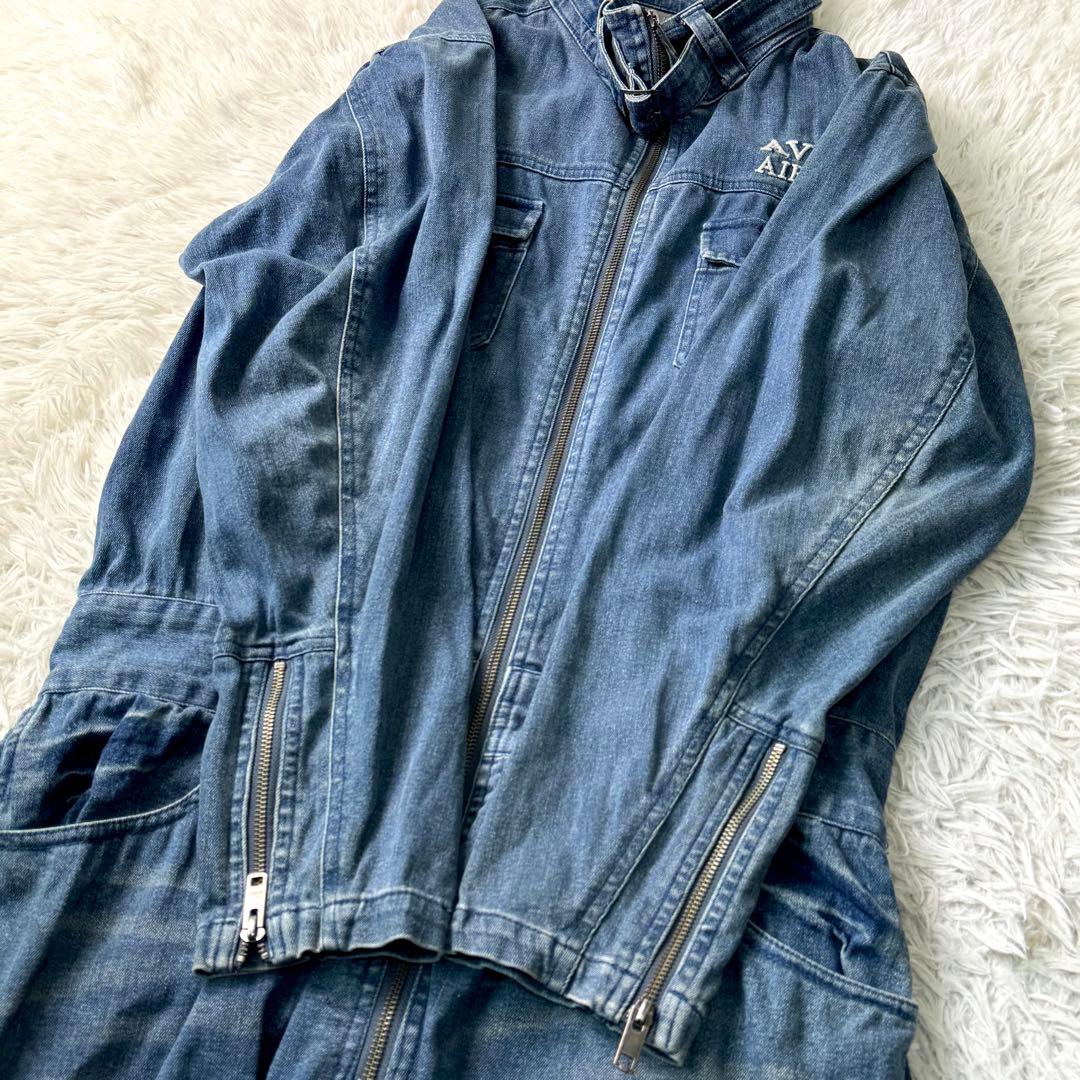 希少✨AVIREX オーバーオール　つなぎ　デニム　ロゴ　刺繍