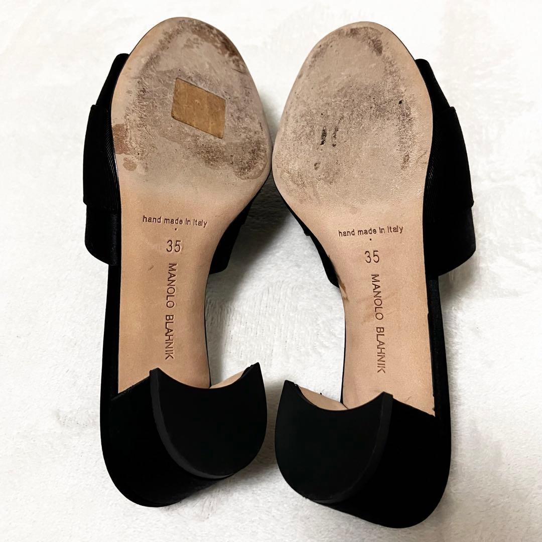 ★美品★マノロブラニク　ハンギシ　ミュール　サンダル　ブラック　35 ビジュー