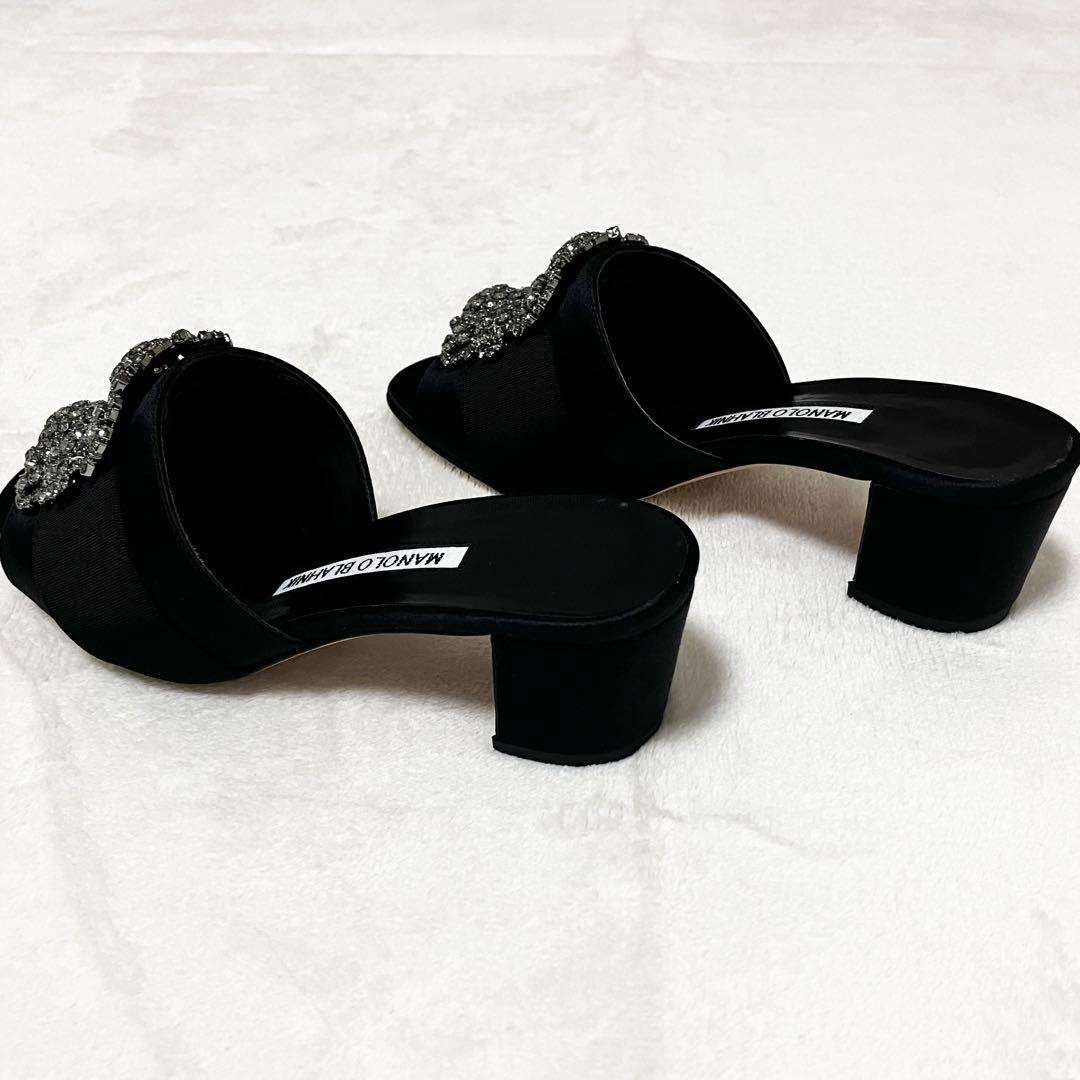 ★美品★マノロブラニク　ハンギシ　ミュール　サンダル　ブラック　35 ビジュー
