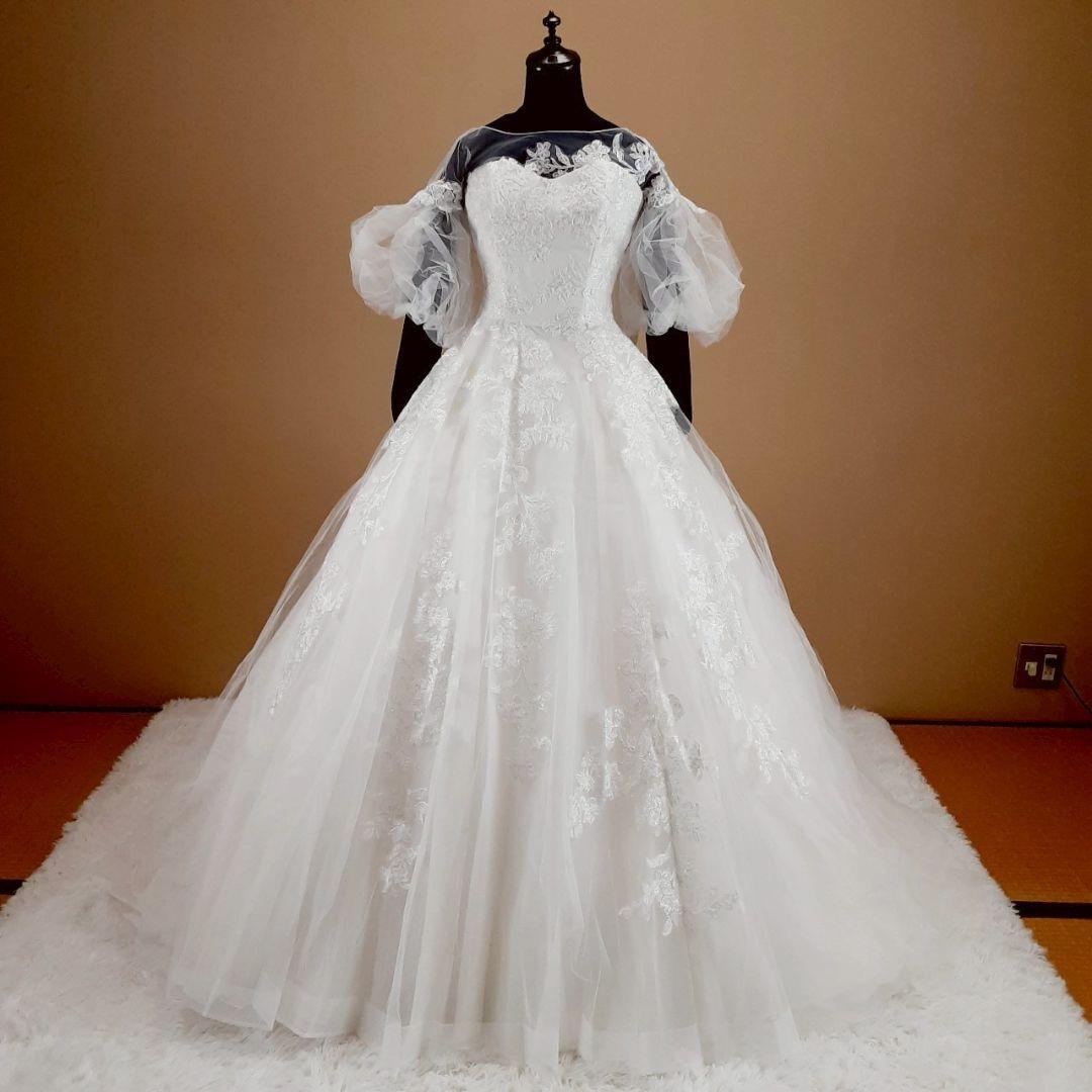 希少デザイン◎キヨコハタ ウェディングドレス パフショルダー Aライン 刺繍