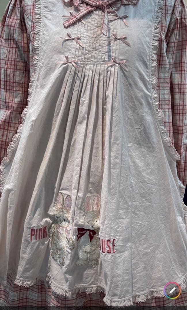 新品未使用　ピンクハウス　バラ園うさぎチュニック ピンク系