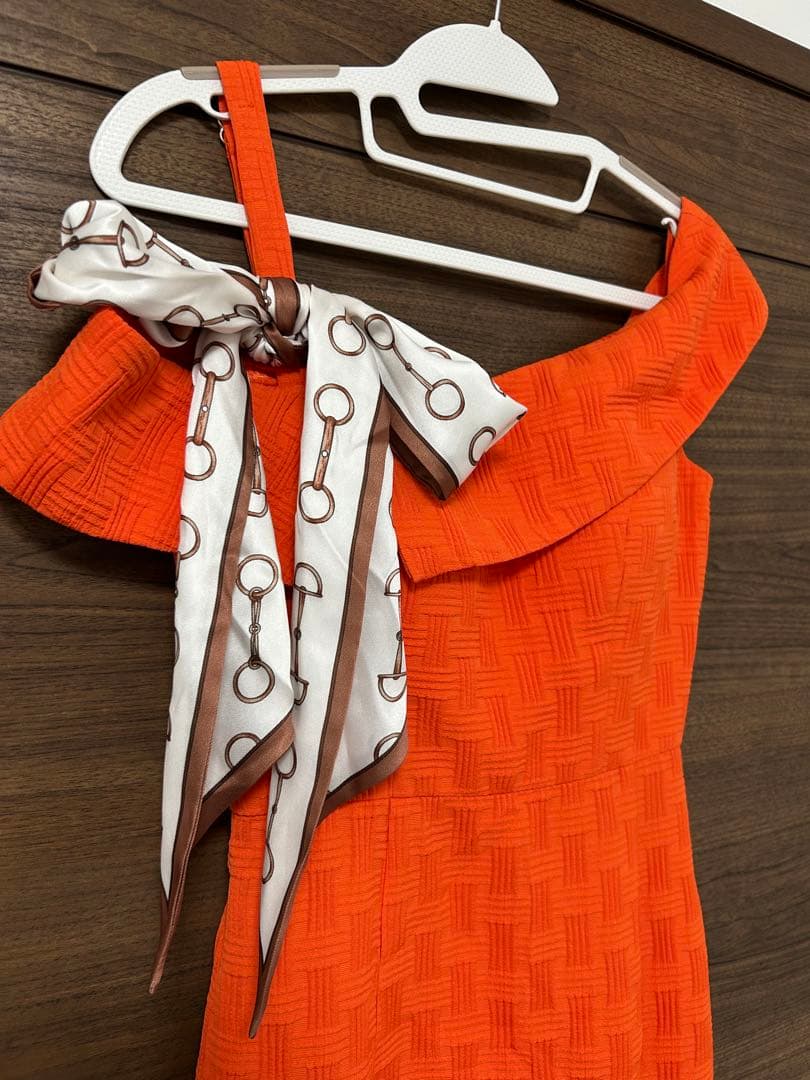 ROBE de FLEURS DEA ワッフルスリットマーメイドドレス オレンジ