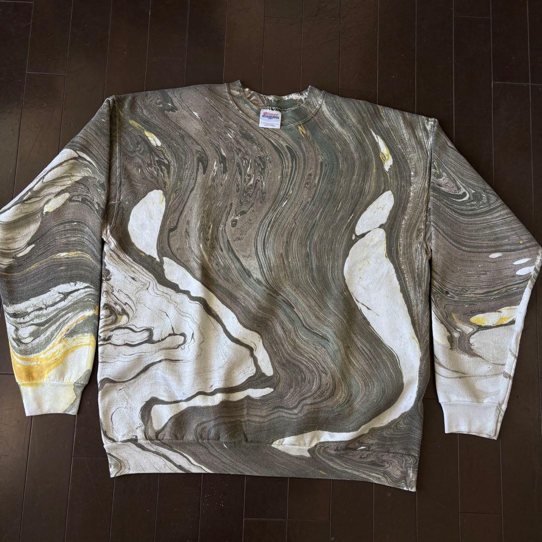 Z*様 Hanes 90s 00s マーブル 墨流し スウェット 水彩画 墨絵