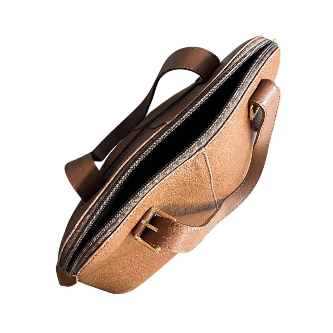 BURBERRY レザーハンドバッグ ノバチェック 茶 ブラウン