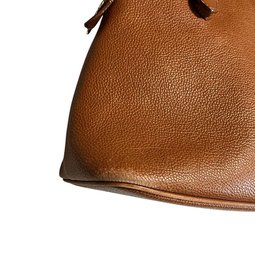 BURBERRY レザーハンドバッグ ノバチェック 茶 ブラウン