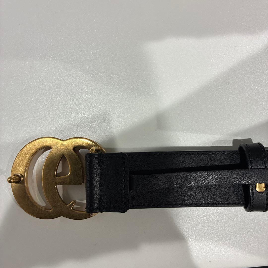 S*X様 GUCCI ブラックレザー ベルト GGロゴ