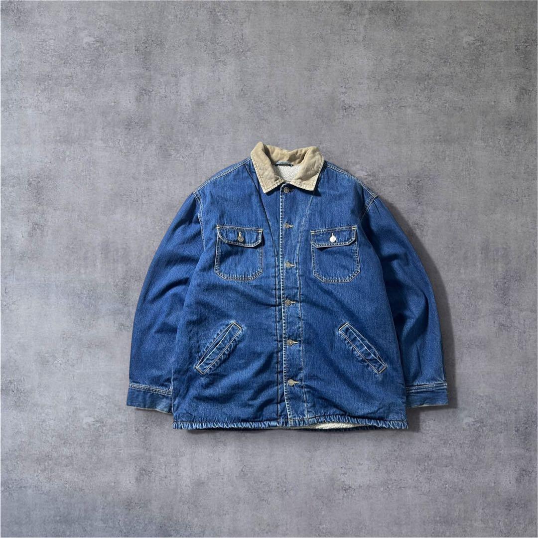 90s OLD GAP デニムボアジャケット L 襟コーズ カバーオール