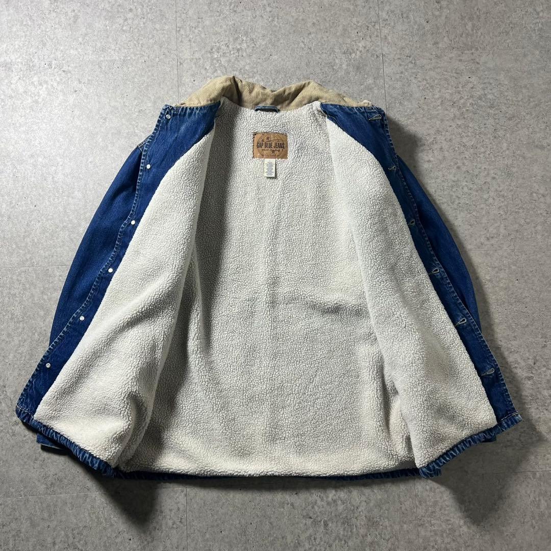 90s OLD GAP デニムボアジャケット L 襟コーズ カバーオール