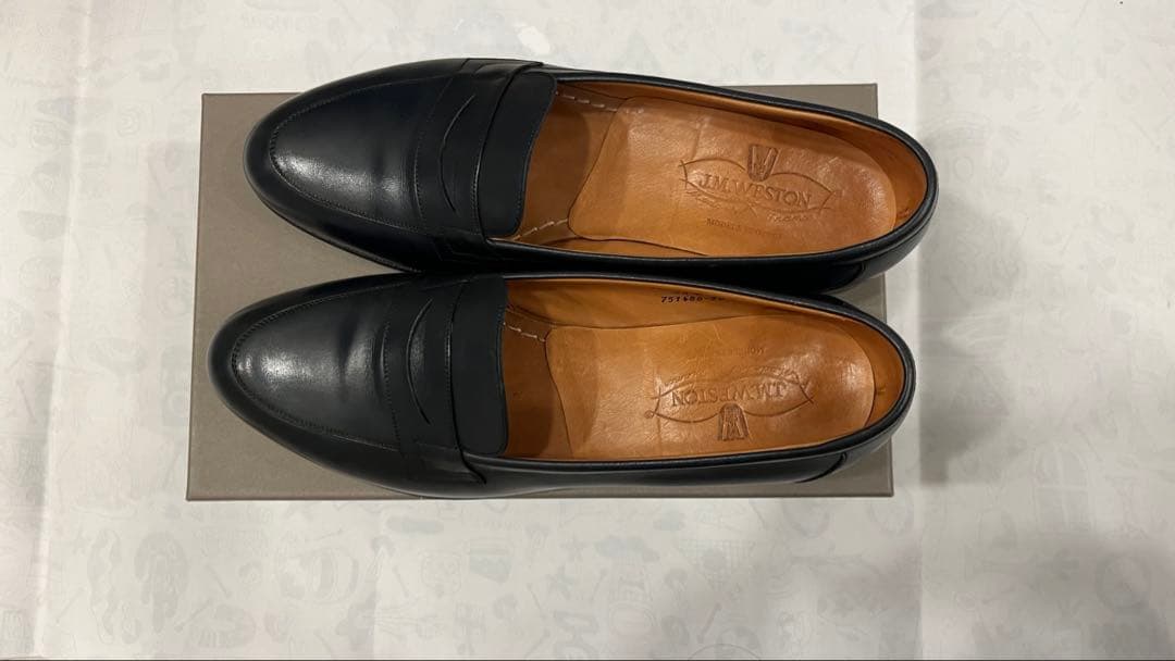 【美品】J.M.WESTON ローファー 5.5D ネイビー