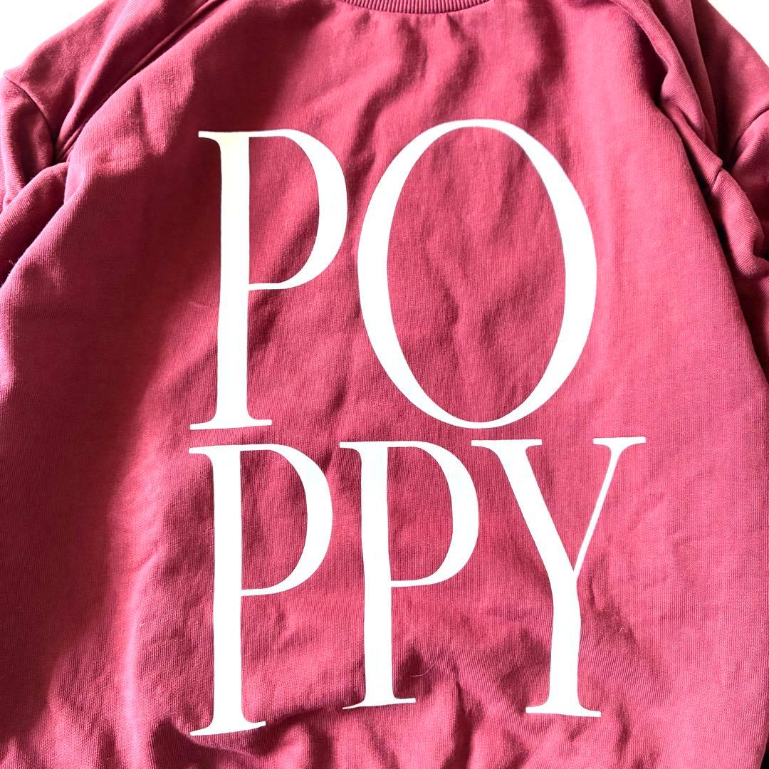 極美品✨POPPY ロゴプリントスウェット　プルオーバー　ギャザースリーブ