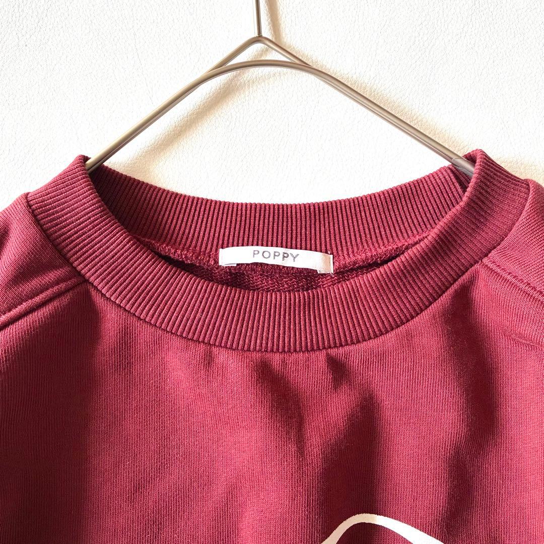 極美品✨POPPY ロゴプリントスウェット　プルオーバー　ギャザースリーブ