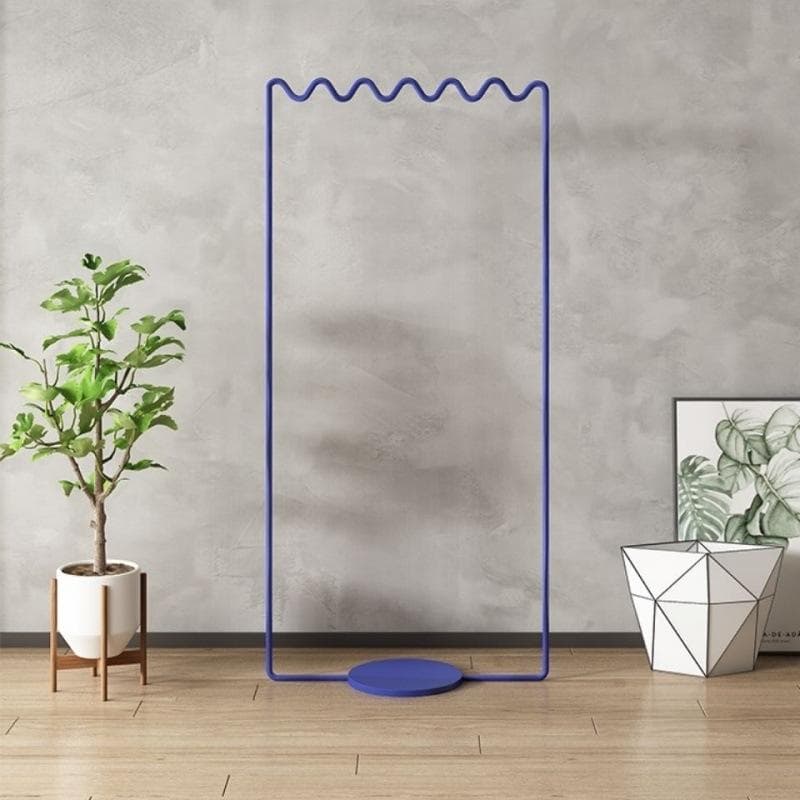 新品 北欧風 ウェーブハンガーラック／波型ミニマルデザイン ブルー 青