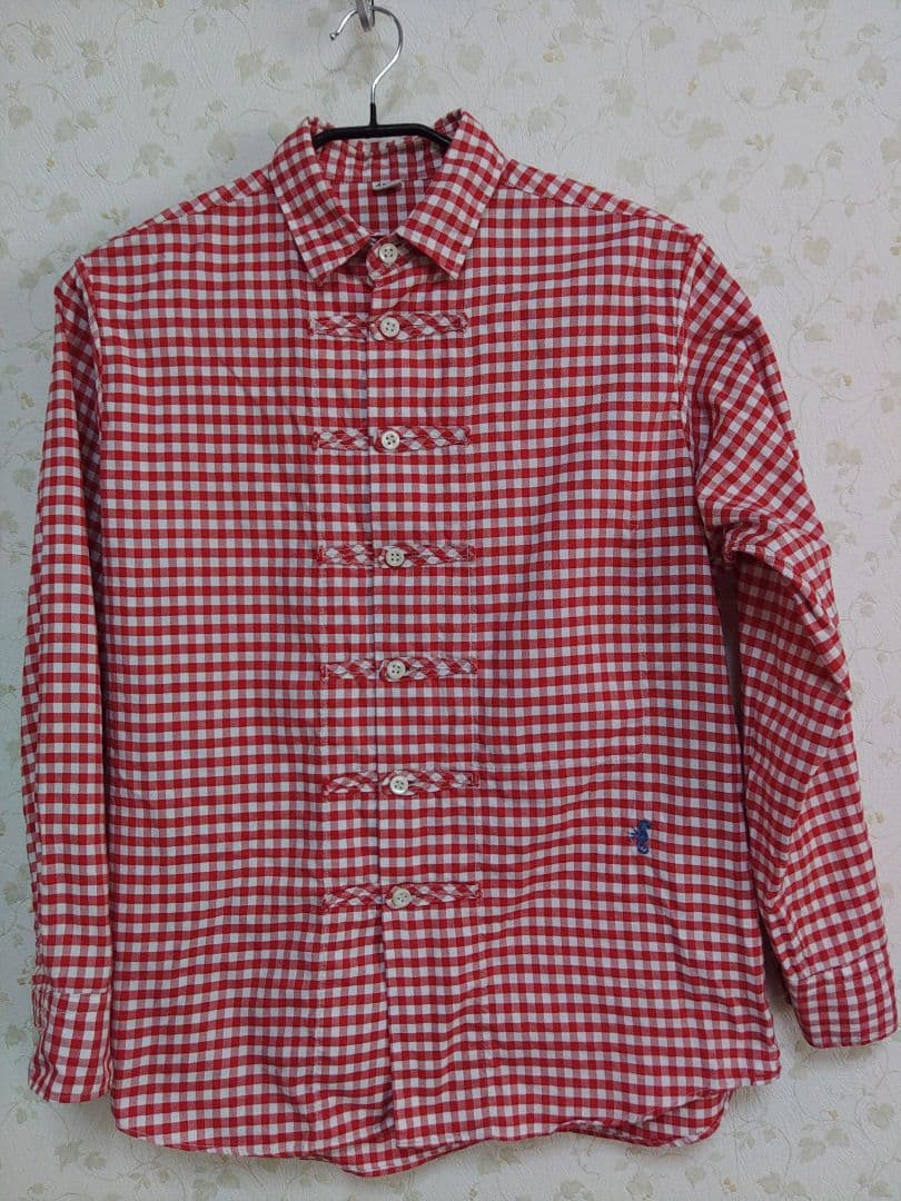 45R 薄オックスギンガムの908 8ノットシャツ アカギンガム　02サイズ