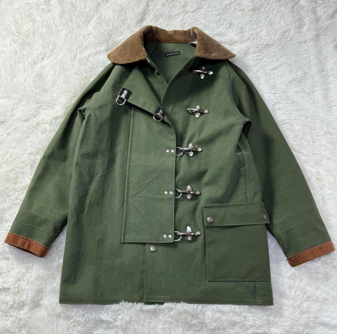 【美品 NYC製】ファイヤーマンジャケット バックル ヘビーコットン カーキ