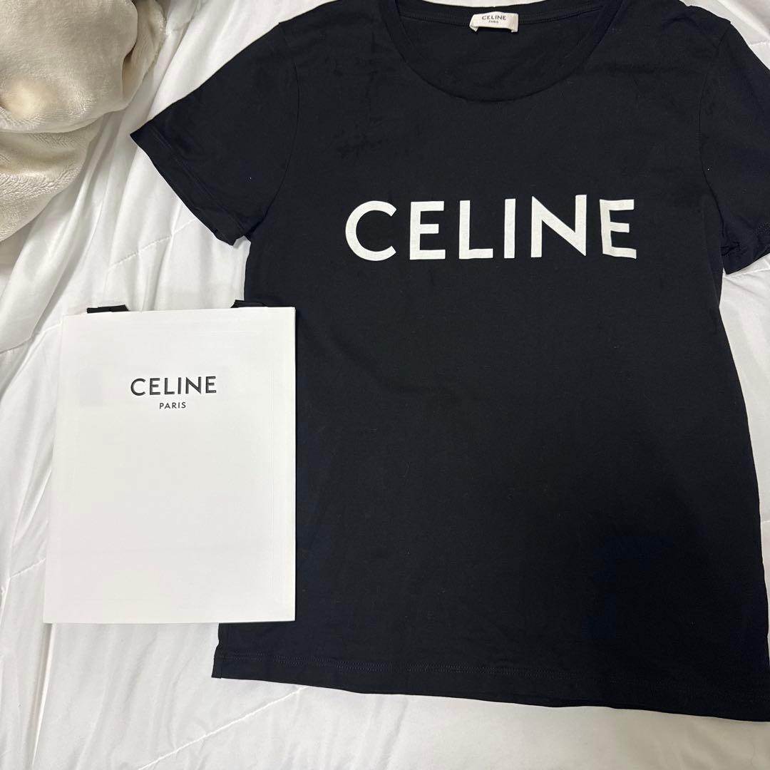 CELINE ブラック ロゴ Tシャツ 半袖