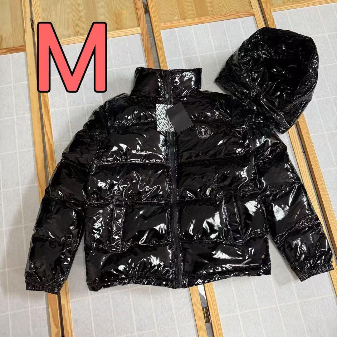 新品 TRAPSTAR 光沢ブラック ダウンジャケット Mサイズ y