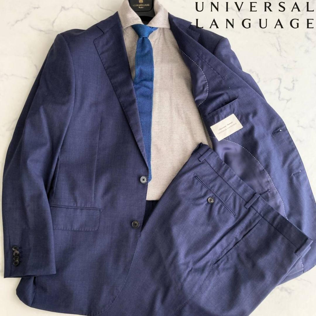 2XL相当◎【極美品】ユニバーサルランゲージ×伊REDA ネイビースーツ