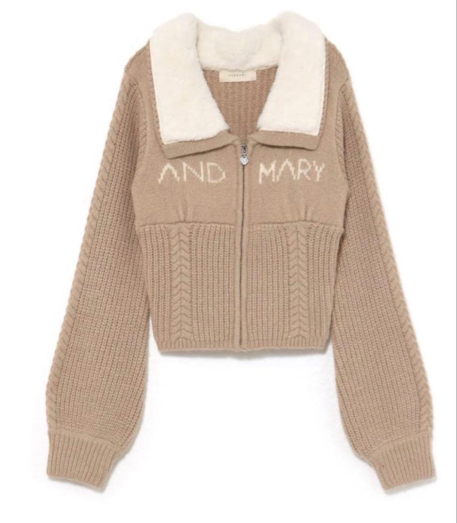 ᐢ*読様 Mary logo zip tops andmary ベージュ