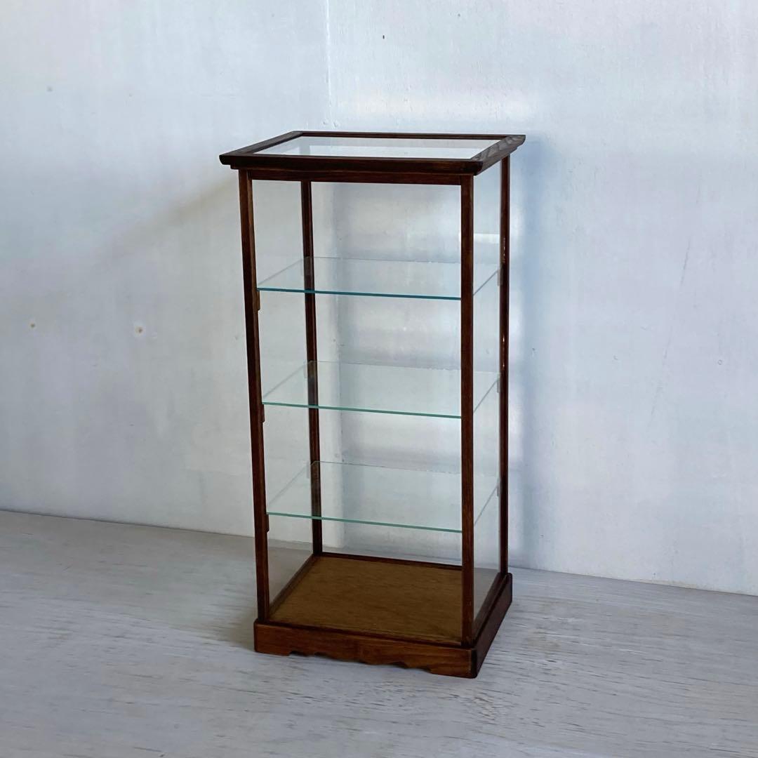 古い木製 ガラスケース 4段 ショーケース 扉なし