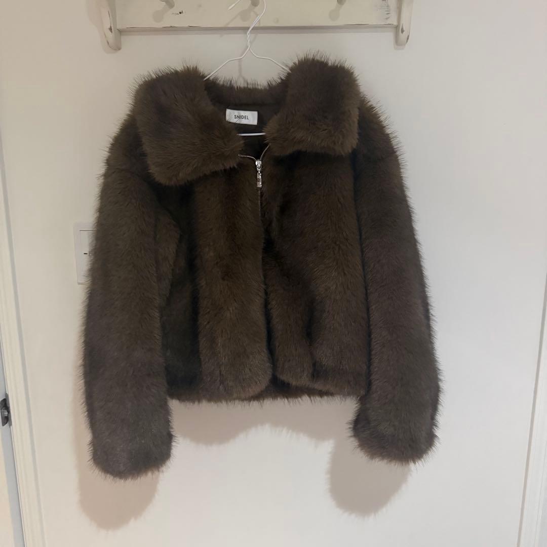 SNIDEL ファーショートコート ブラウン