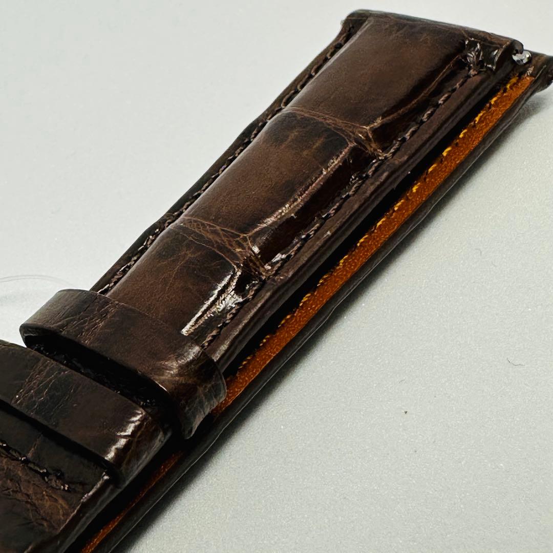 7005#21mm-18mmダークブラウン★本物クロコダイルベルト★スイス製