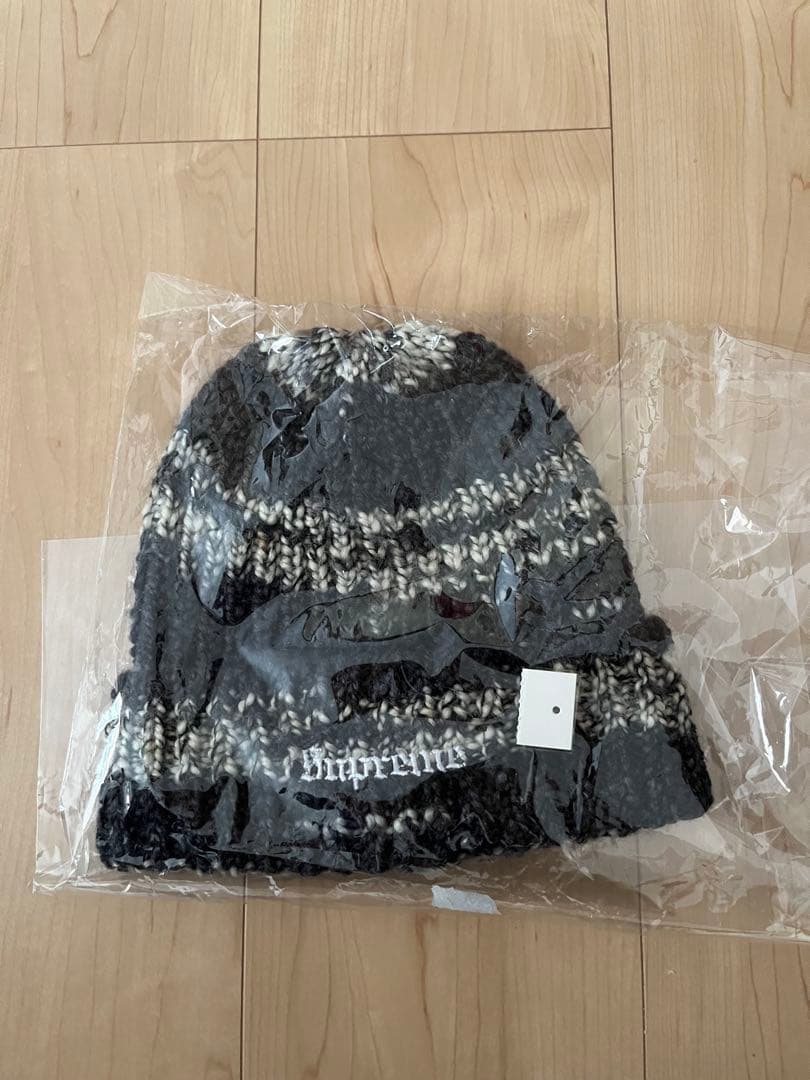 Supreme ニット帽 ブラック/ホワイト/グレー