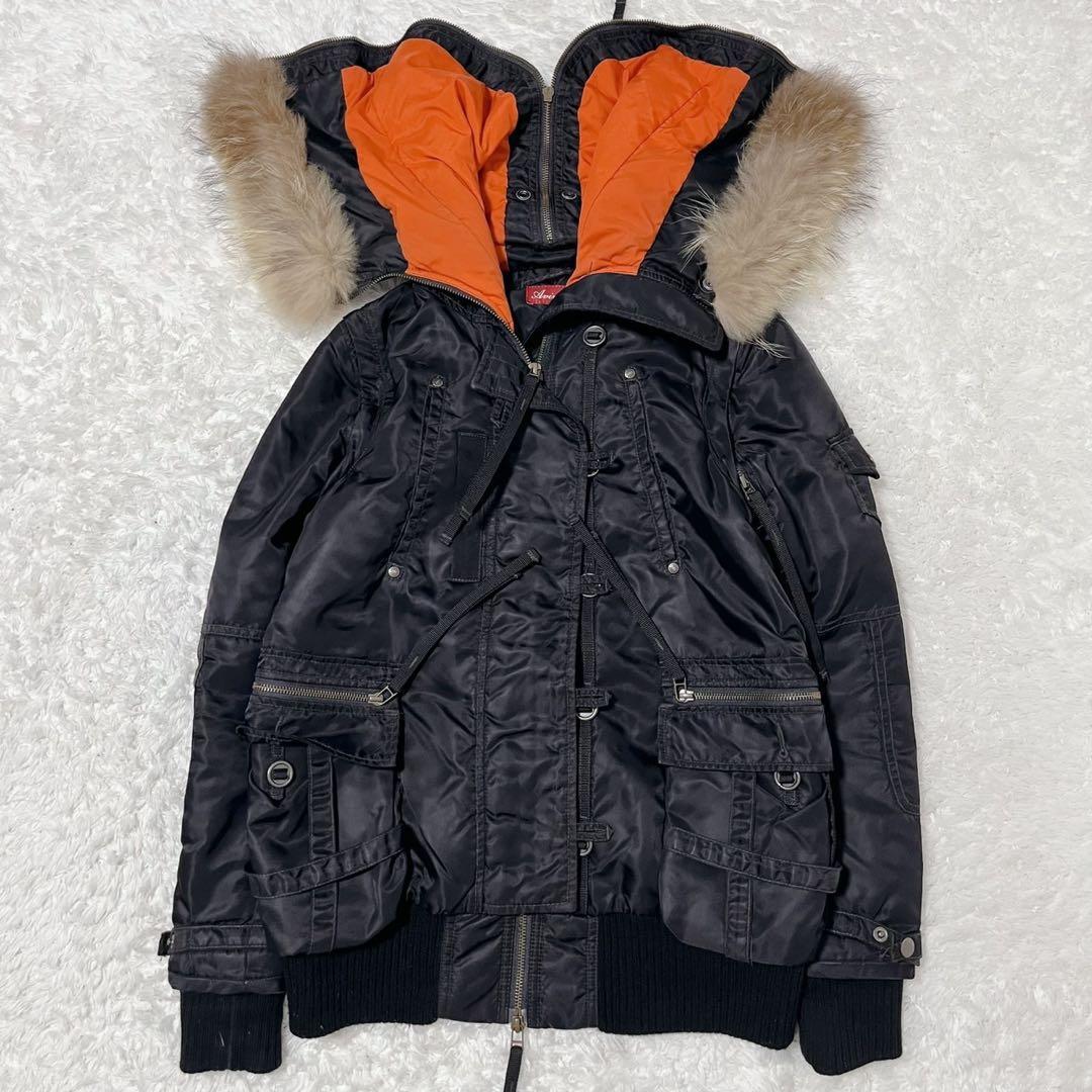 AVIREX N-2B フライトジャケット 黒 ファー 2WAY 短丈 y2k