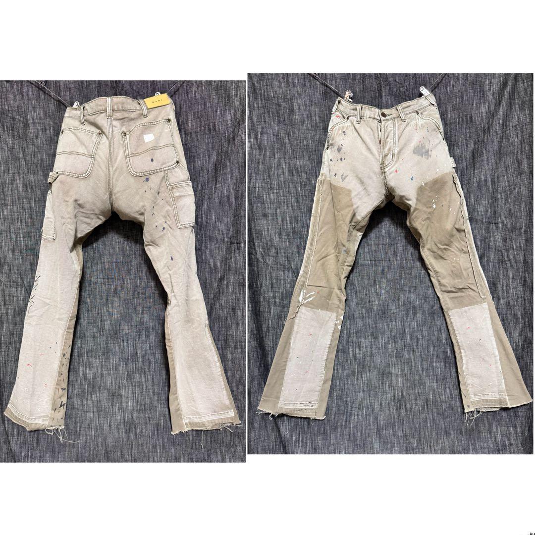 mnml ペイント ブーツカットパンツ 再構築 ペンキ ドッキング チノ ワーク