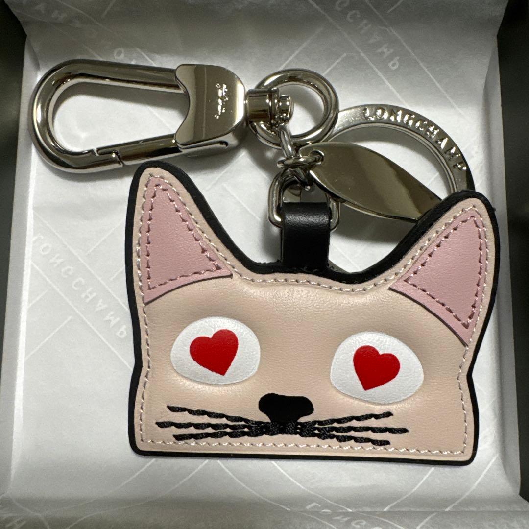【本日発送】LONGCHAMP 猫の顔 レザー チャーム