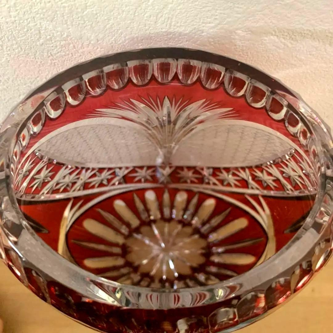 S*S様 【美品】KÖNIG CRYSTAL GLASS 赤色花瓶 切子