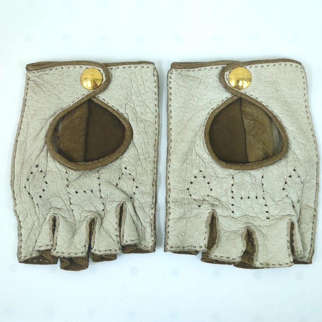 HERMES エルメス　ドライビング　グローブ　ブラウン　ベージュ　６ 1/2