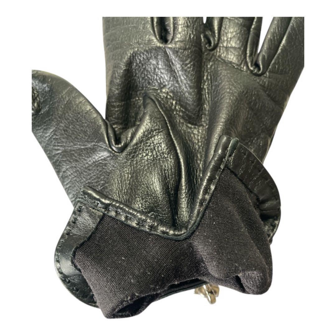 HERMES カデナチャームグローブ ブラック ラムスキン レディース 手袋