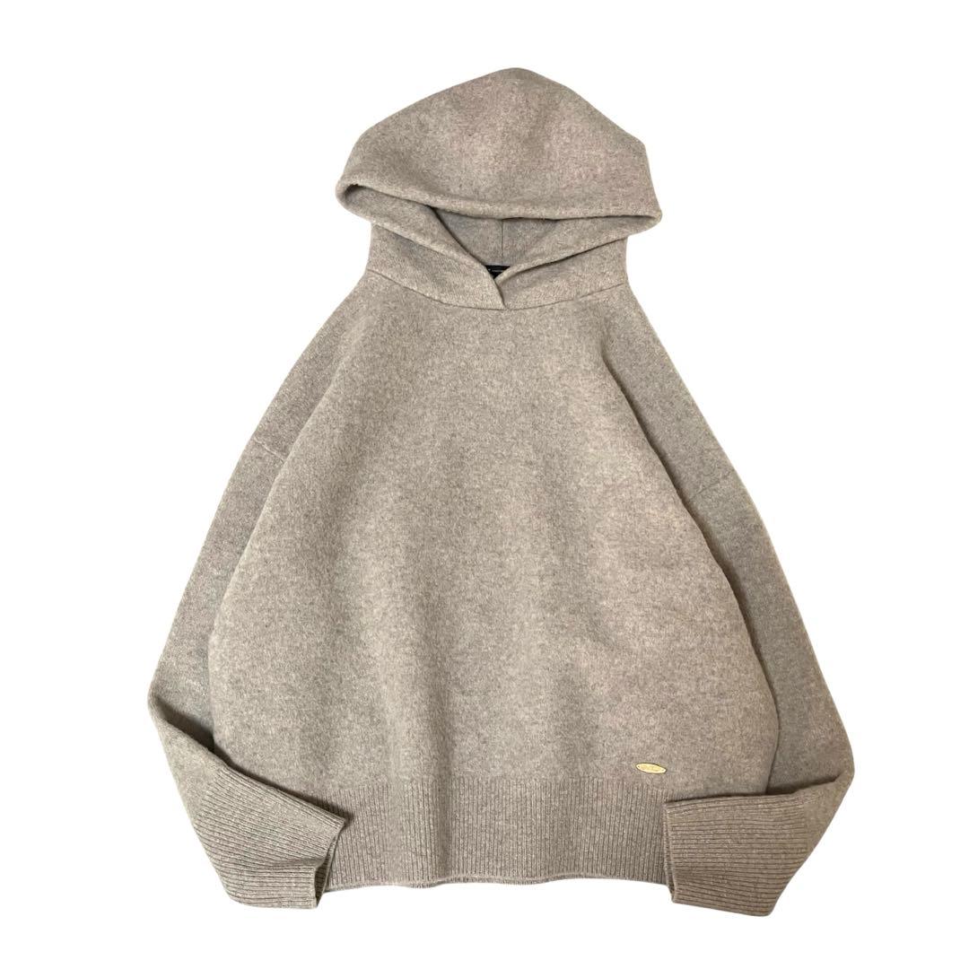 23区 フェルト ニット パーカー ベージュ系 サイズ38