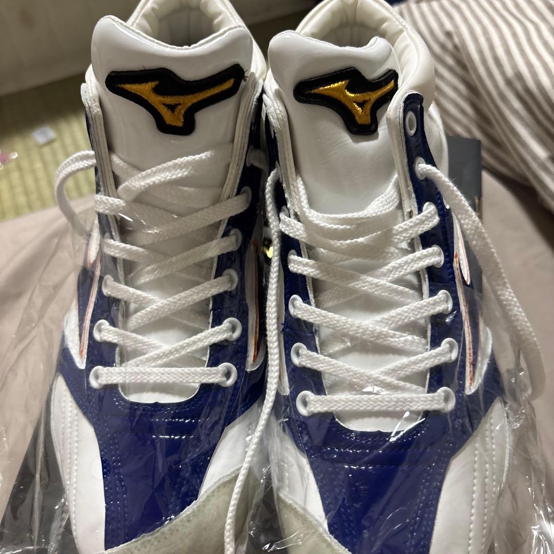 Mizuno ハイカット スパイク 白/青