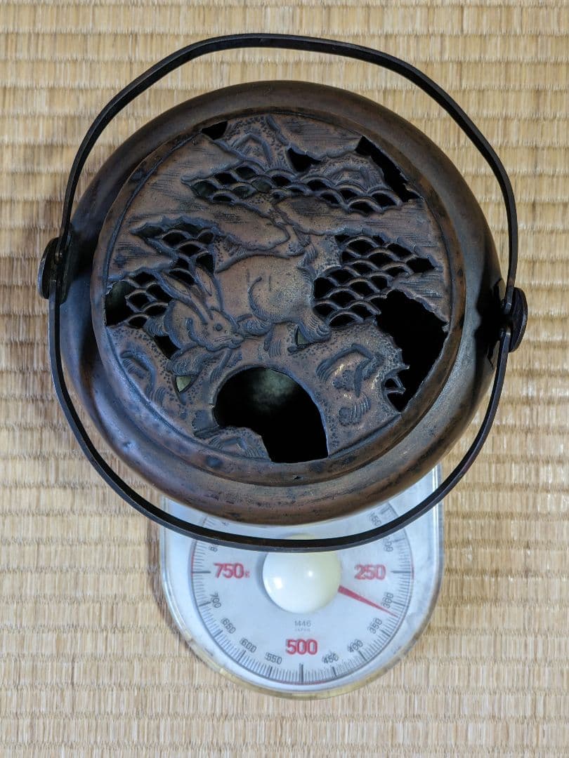 ♦江戸時代中期頃 兎文 透かし彫り 手炉 手焙りコレクション 骨董品アンティーク