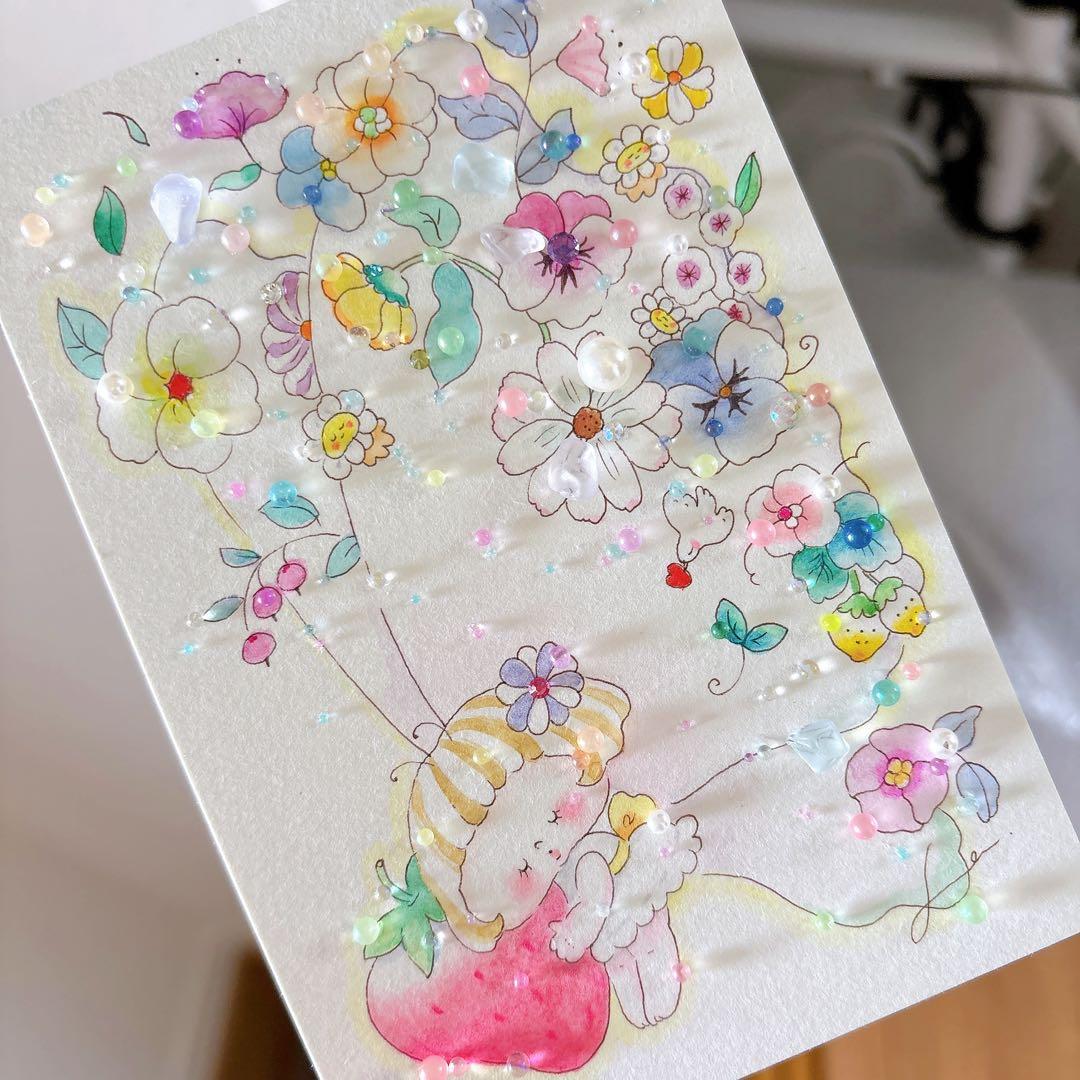 イラスト　シーグラスアート　水彩画　原画