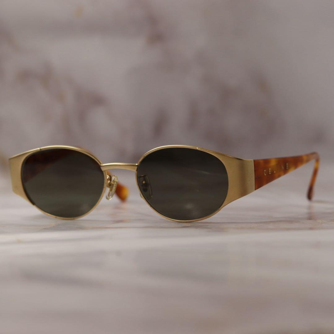 celine セリーヌ オーバル 鼈甲 y2k アンティーク レトロ サングラス