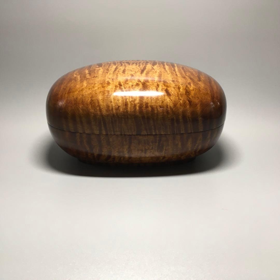 カエデトラ斑杢　手刳リ　楕円食蘢　拭き漆仕上げ