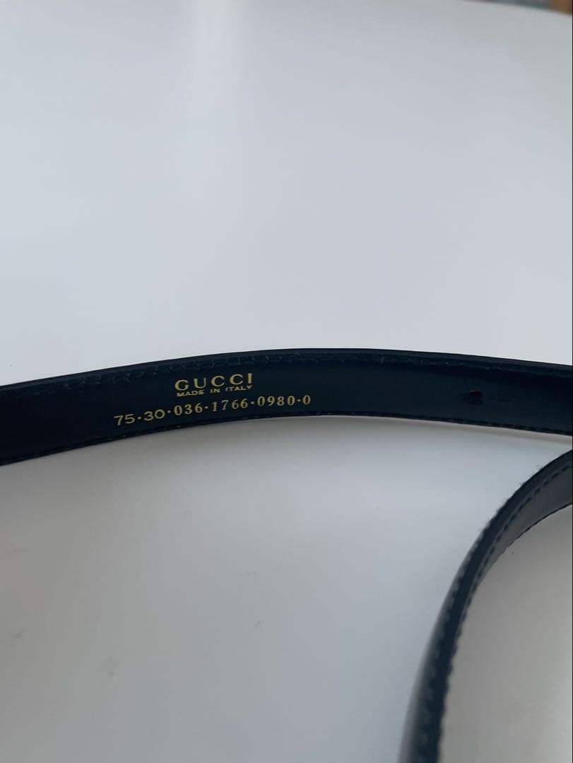 GUCCI ブラックレザー ベルト ウエストサイズ75