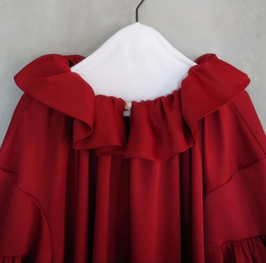 madder madderフリル襟リボン付きロングワンピース