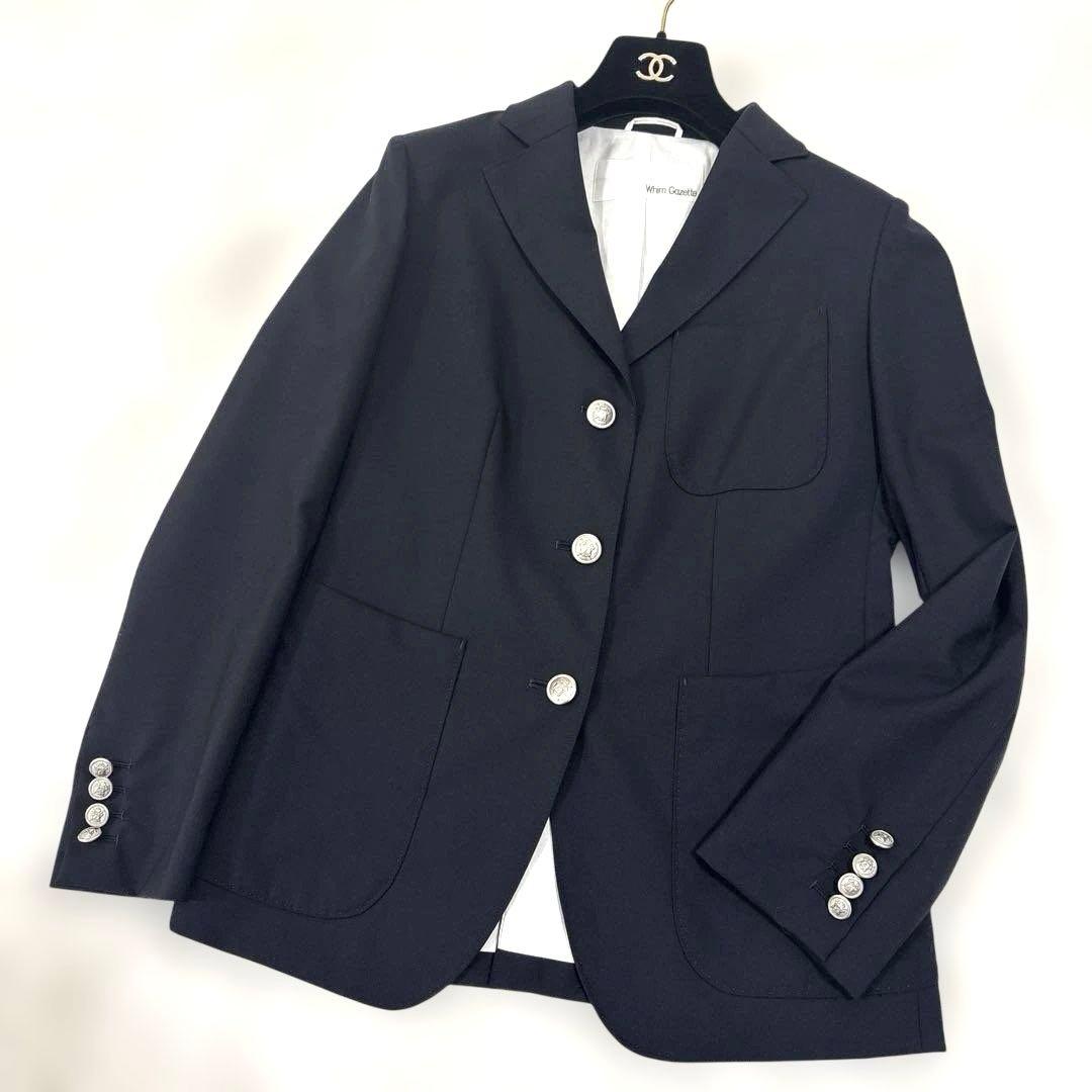 美品　ウィムガゼット　テーラードジャケット　紺色　銀ボタン　紺ブレ　フリーサイズ