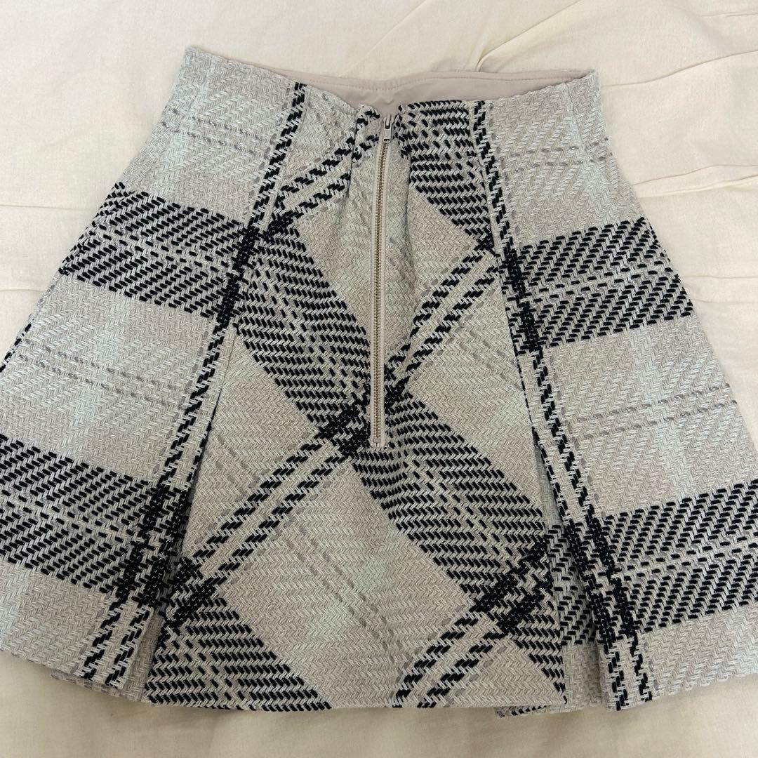 snidel スナイデル ロービングチェックミニスカート アイボリー サイズ0