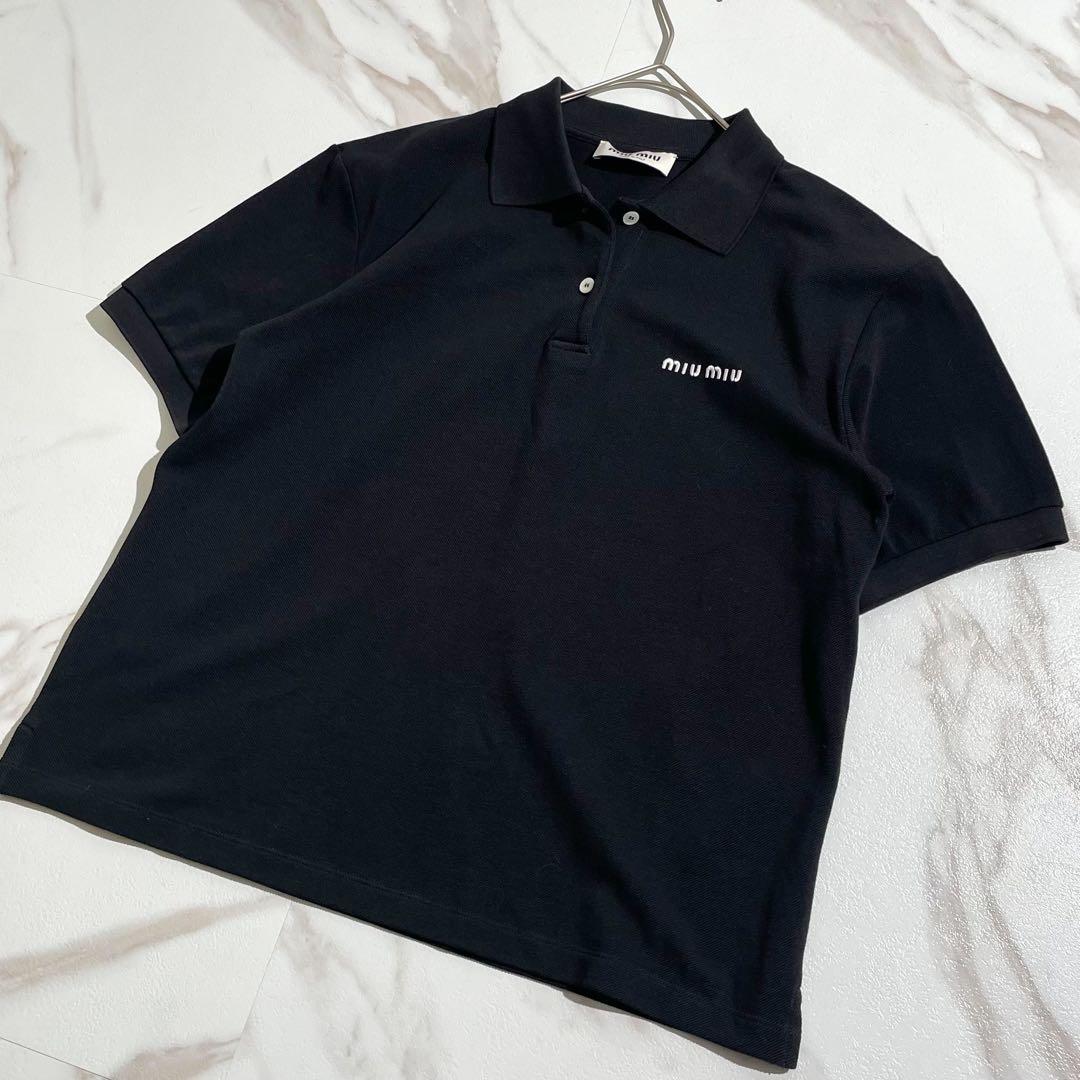 極美品✨ miumiu ミュウミュウ コットンピケ ポロシャツ ブラック 正規品