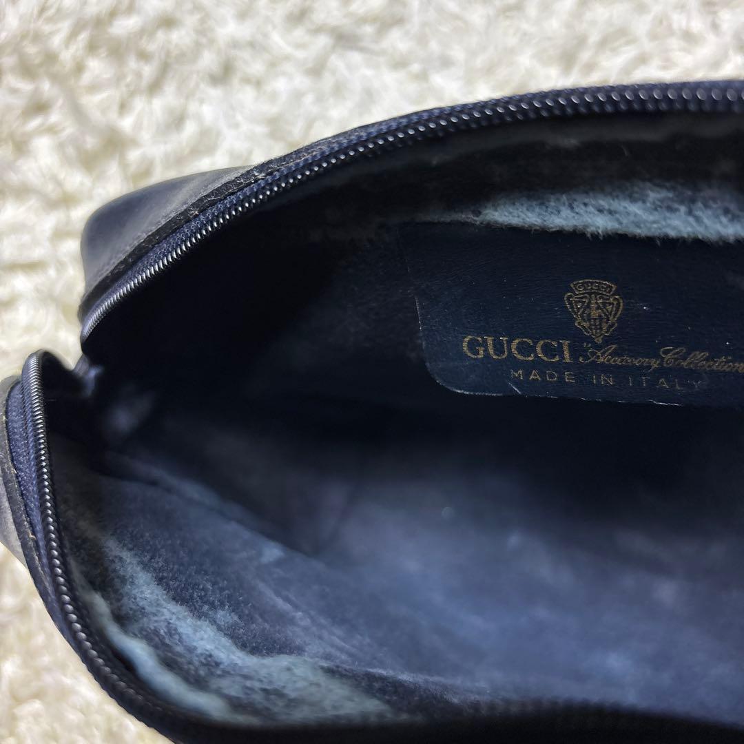 GUCCI オールドグッチ PVC クラッチバッグ GG ネイビー シェリー