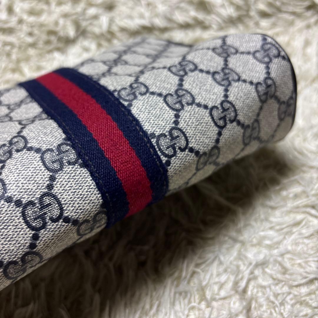GUCCI オールドグッチ PVC クラッチバッグ GG ネイビー シェリー