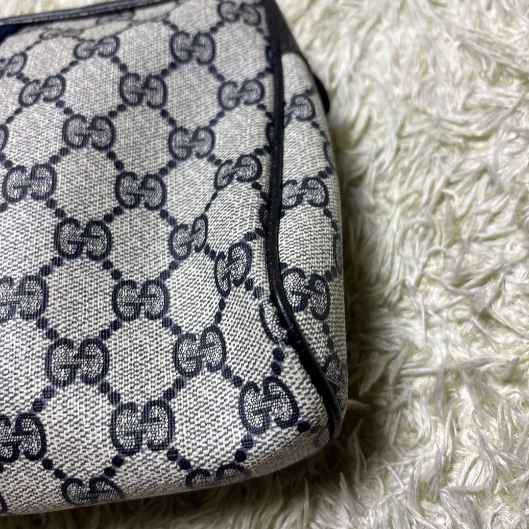 GUCCI オールドグッチ PVC クラッチバッグ GG ネイビー シェリー