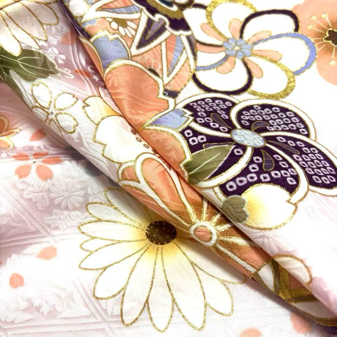 【新品/日本製】スノーピンク 正絹 本金彩 /京友禅/お宮参り 産着/長襦袢付