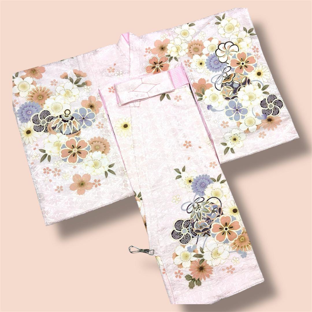 【新品/日本製】スノーピンク 正絹 本金彩 /京友禅/お宮参り 産着/長襦袢付