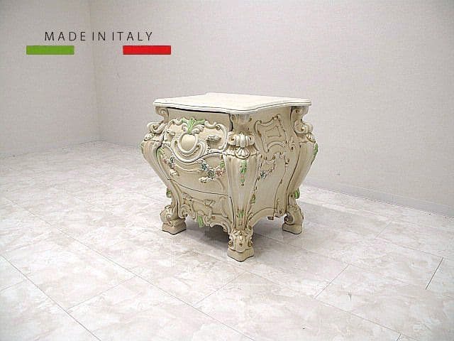 イタリア製 ロココ様式コンソール 彫刻装飾 サイドチェスト　サイドテーブル